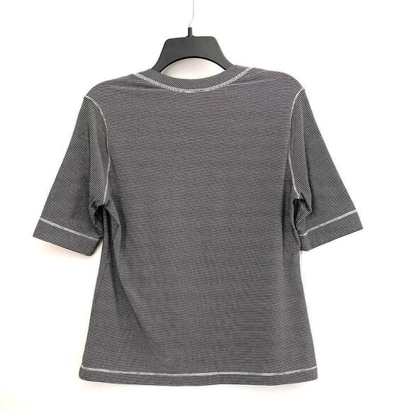 Loft Black and White Striped Babydoll Top Size L - Picture 5 of 5